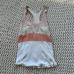 Express size large cream and pink mixed material tank top